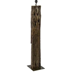 Houten vloerlamp met brons excl. kap
