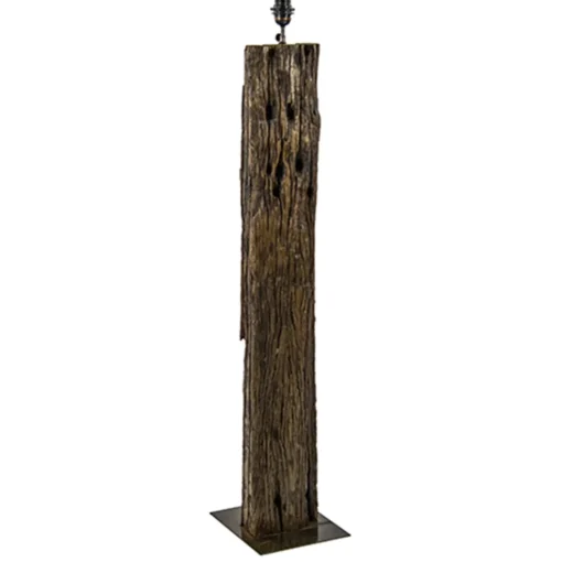Houten vloerlamp met brons excl. kap