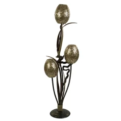 Houten vloerlamp met kelk van schelpen
