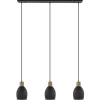 Industrieel landelijke hanglamp 3-lichts zwart met hout
