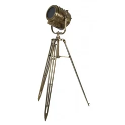 Industriele vloerlamp driepoot brons antiek