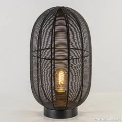Industriële draad tafellamp Ophra zwart