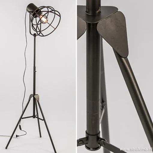 Industriële driepoot vloerlamp Givan