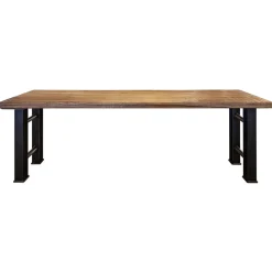 Industriële eettafel rechthoekig blad met metalen poot