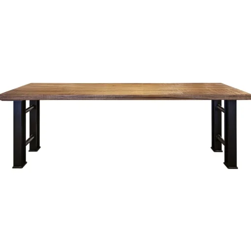 Industriële eettafel rechthoekig blad met metalen poot