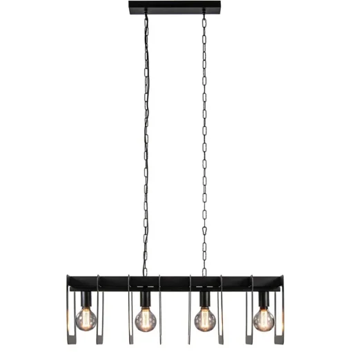 Industriële hanglamp squares mat zwart metaal