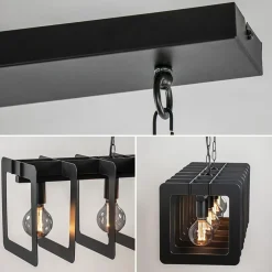 Industriële hanglamp squares mat zwart metaal