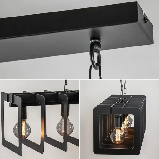 Industriële hanglamp squares mat zwart metaal
