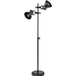Industriële vloerlamp Jody metaal met hout