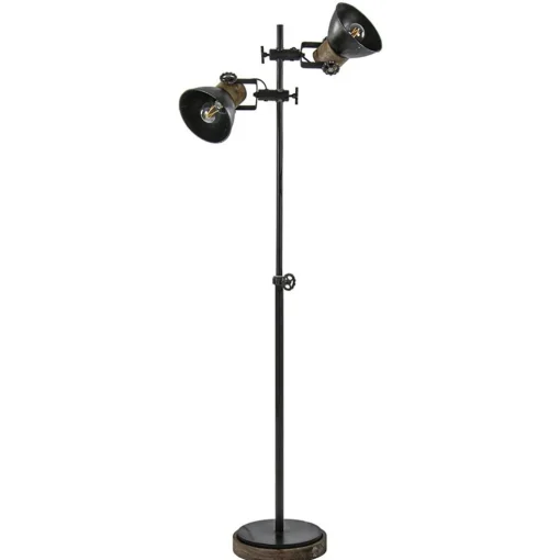 Industriële vloerlamp Jody metaal met hout