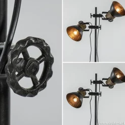 Industriële vloerlamp Jody metaal met hout