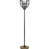 Industriële vloerlamp zwart staal met houten details
