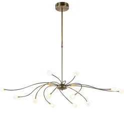 Klassieke eettafelhanglamp brons met wit glas dim to warm