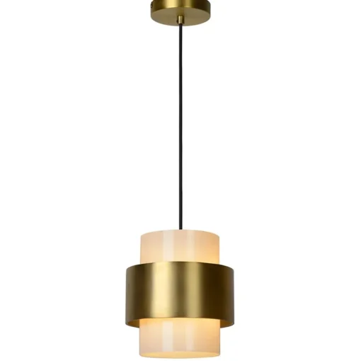 Klassieke hanglamp goud met opaal glazen kap