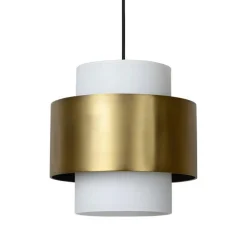 Klassieke hanglamp opaal glas met mat goud