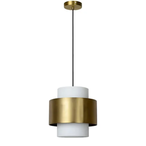 Klassieke hanglamp opaal glas met mat goud