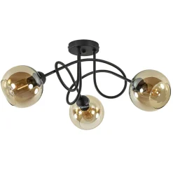 Klassieke plafondlamp 3-lichts met amber glas