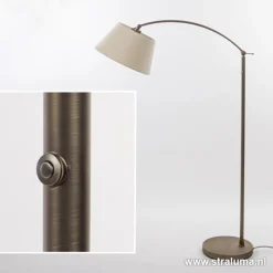 Klassieke vloerlamp brons met creme kap