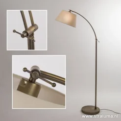 Klassieke vloerlamp brons met creme kap