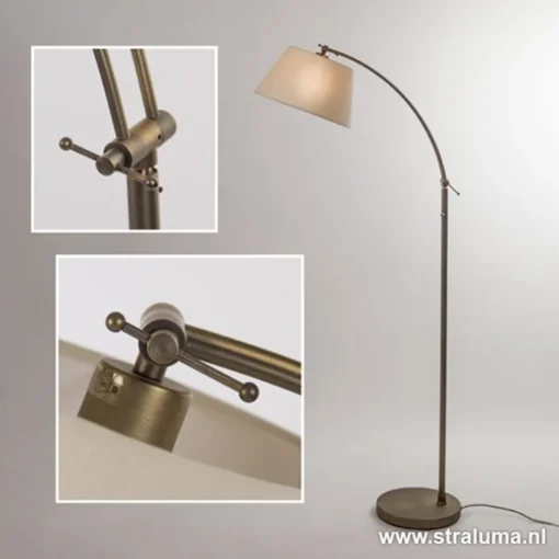 Klassieke vloerlamp brons met creme kap