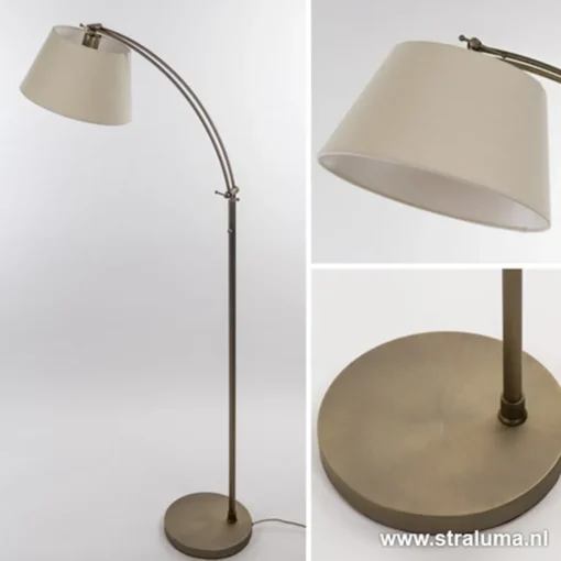 Klassieke vloerlamp brons met creme kap