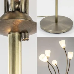 Klassieke vloerlamp brons met wit gevlamd glas en dimbaar LED