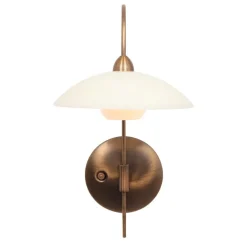 Klassieke wandlamp brons met creme glas incl LED