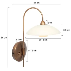 Klassieke wandlamp brons met creme glas incl LED