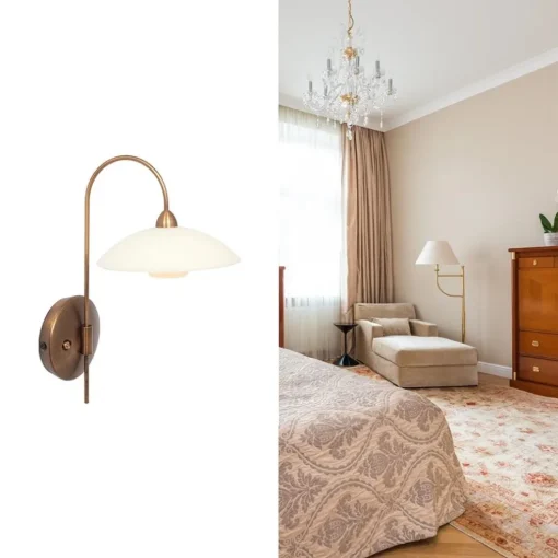 Klassieke wandlamp brons met creme glas incl LED