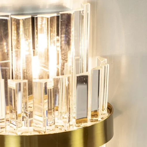 Klassieke wandlamp brushed brass met helder kristal