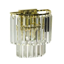 Klassieke wandlamp goud met helder glazen pegels