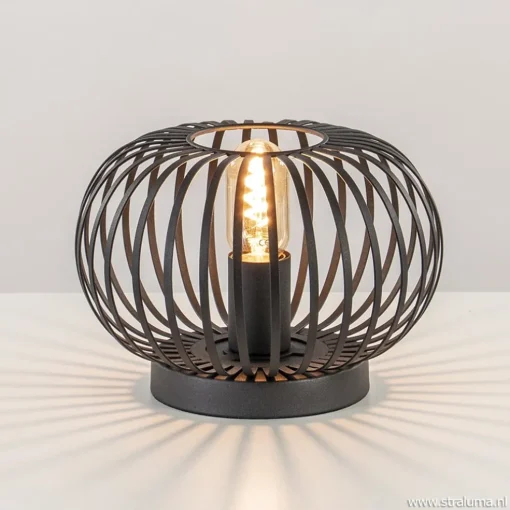 Kleine draad tafellamp modern mat zwart