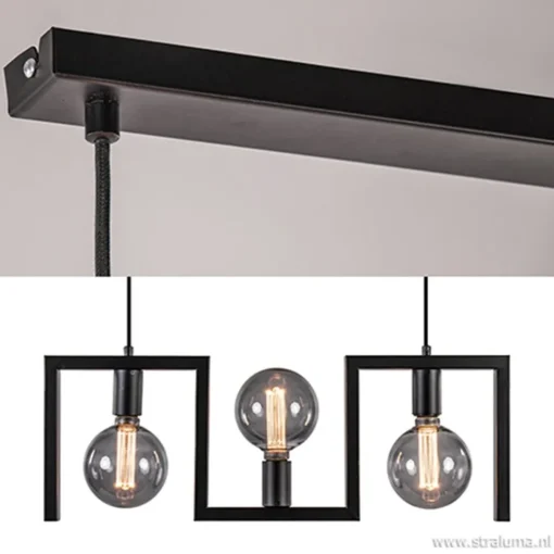 Kleine eettafel hanglamp zwart frame