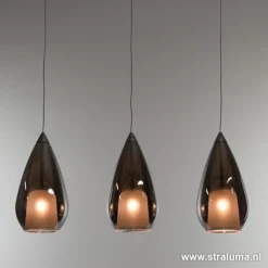 Kleine eettafel hanglamp glas 'Smoke'