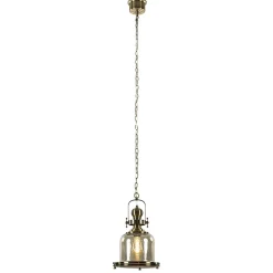 Kleine hanglamp brons met amber glas