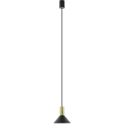 Kleine hanglamp driehoek zwart met brons