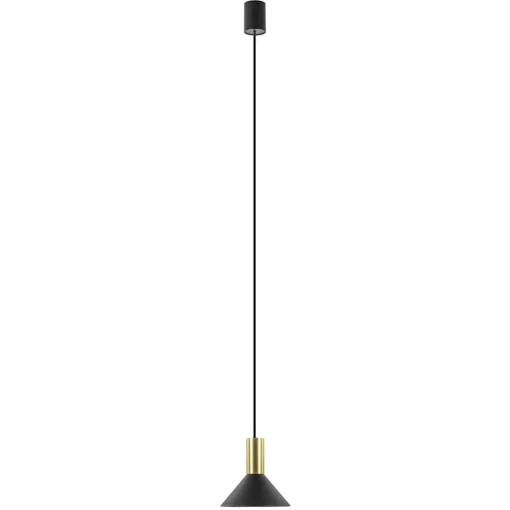 Kleine hanglamp driehoek zwart met brons