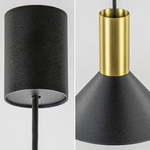 Kleine hanglamp driehoek zwart met brons
