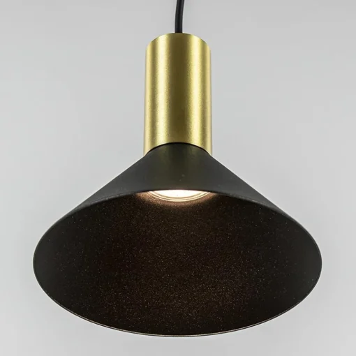 Kleine hanglamp driehoek zwart met brons