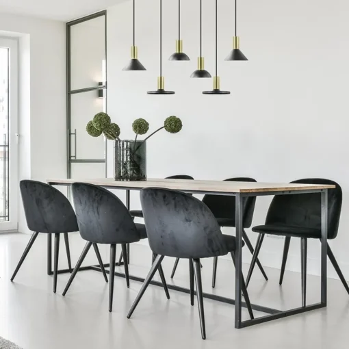 Kleine hanglamp driehoek zwart met brons
