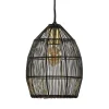 Kleine hanglamp Meya zwart met goud draad
