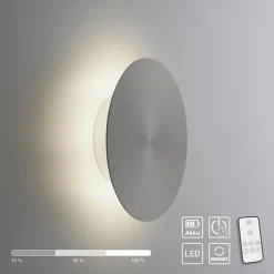 Kleine LED wandlamp op accu grijs