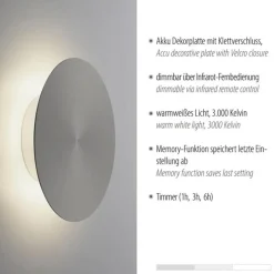 Kleine LED wandlamp op accu grijs