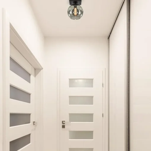 Kleine plafondlamp zwart met smoke glas 20 cm