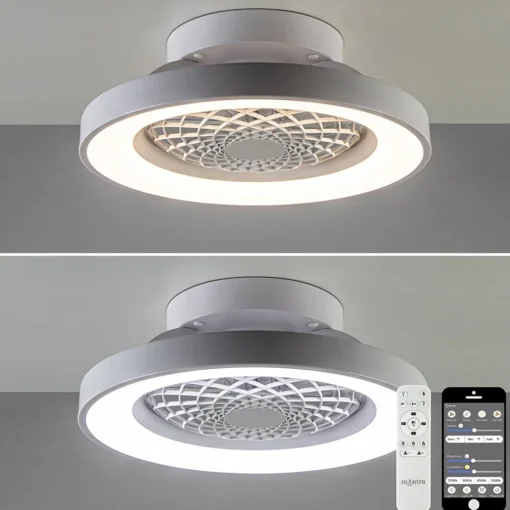 Kleine plafondventilator wit inclusief LED