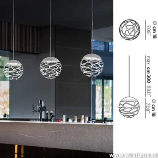 Kleine ronde design hanglamp Kelly wit