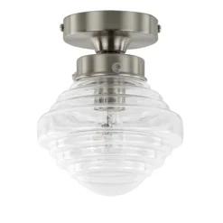 Kleine stalen plafondlamp glas helder
