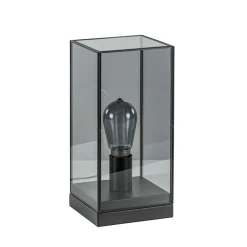 Kleine tafellamp Askjer zwart met smoke glas