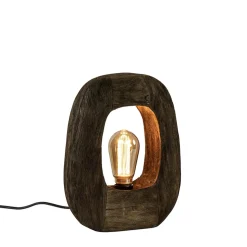 Kleine tafellamp Kelafo hout chocolade bruin