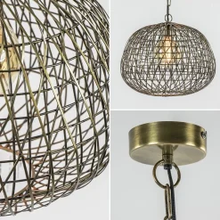 Landelijke hanglamp Alwina antiek brons L&L